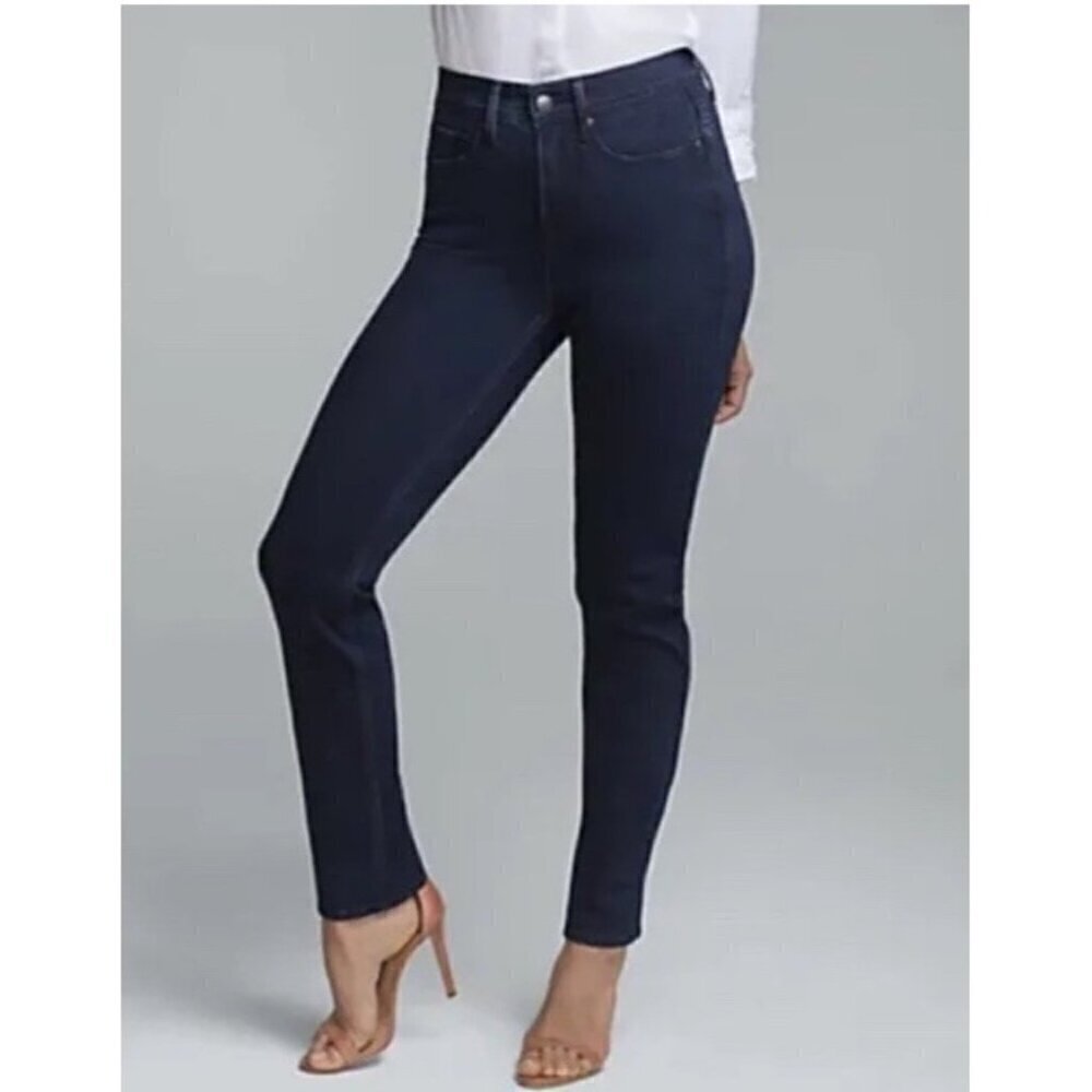 NYDJ Curves 360 Slim Straight Ankle Jeans Womens Size 0 Short Blue Dark Wash NWT
